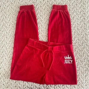 Juicy Couture Red Velour Sweat Pants